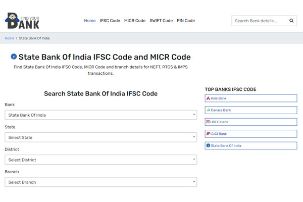 Find Your Bank SBI IFSC Code