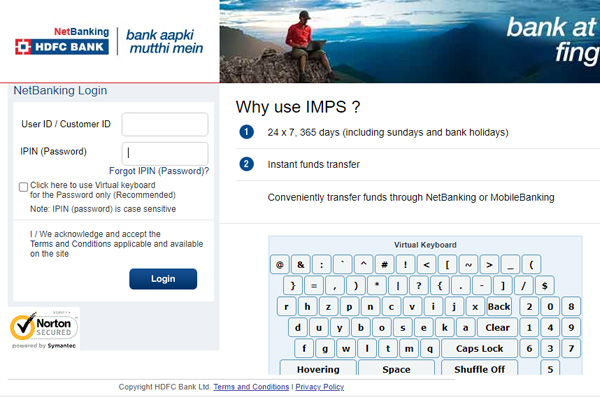 Login to hdfc net banking portal