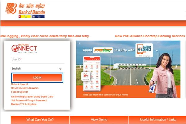 how to use net banking in bank of baroda