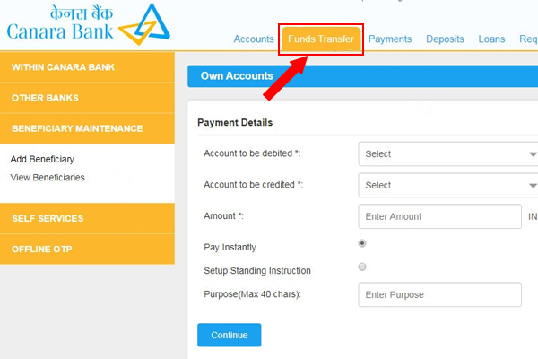 Canara Bank Net Banking How To Register And Fund Transfer Online 9021