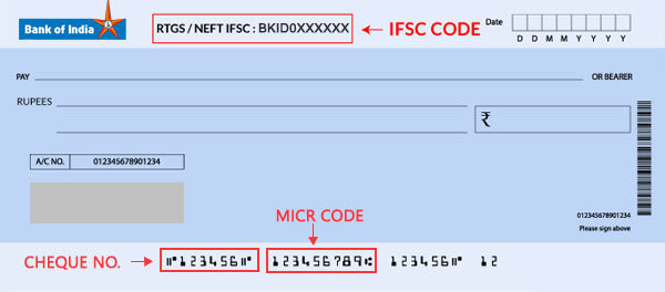 Bank of india cheque book